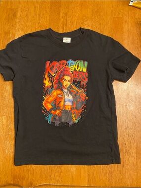 Kids Black Graphic Tee with Colorful Character Print